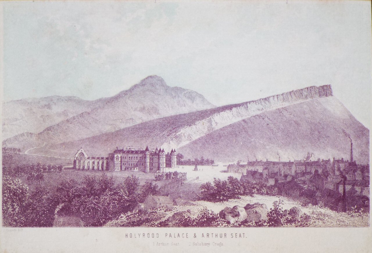 Chromo-lithograph - Holyrood Palace & Arthur Seat